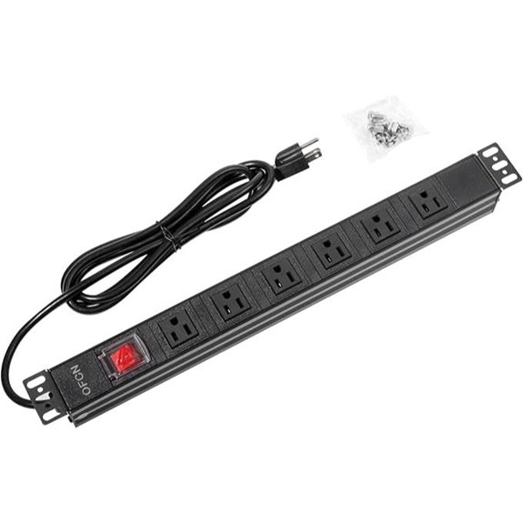 19 1U Rack Mount PDU Power Strip with 6 Outlets
