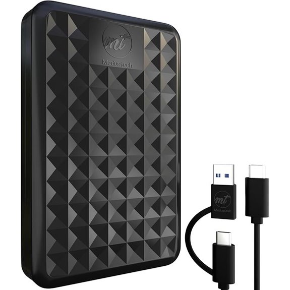 1TB Portable External HDD with USB-C and USB 3.0
