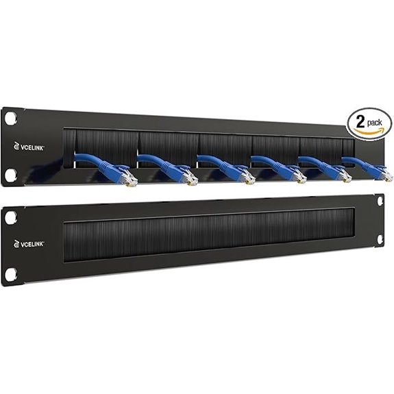 VCELINK 1U Brush Patch Panel 2-Pack for Server Rack