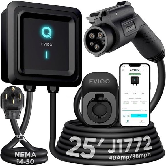 EVIQO Level 2 40A EV Charger with Wi-Fi