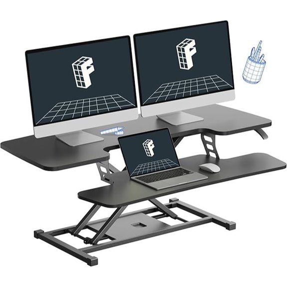 FLEXISPOT 42-Inch Standing Desk Converter with Monitor Riser