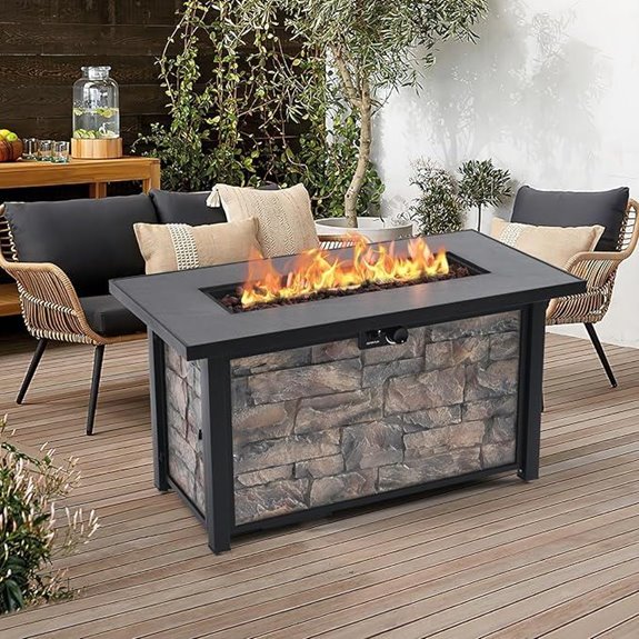 48-Inch Gas Fire Pit Table with Lava Rock