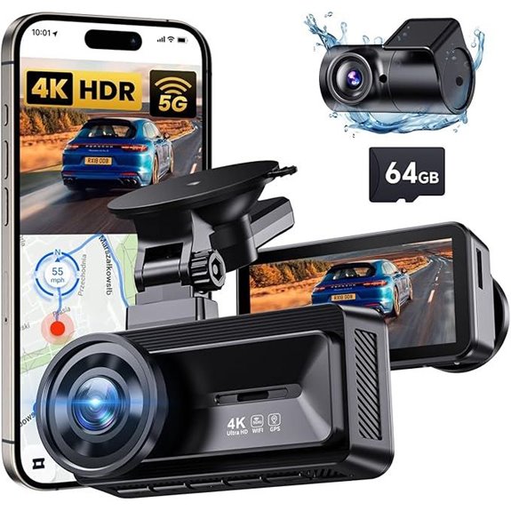 COOLCRAZY 4K+1080P Dash Cam with GPS & WiFi