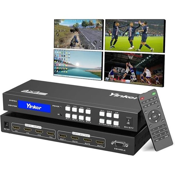 4K HDMI 4x4 Matrix Switcher with Remote and IR
