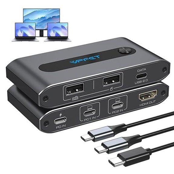 Dual USB-C KVM Switch 4K@60Hz for 2 Computers