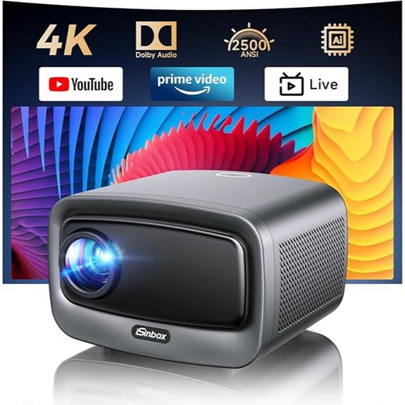 Smart 4K Projector with WiFi 6 & Dolby Audio