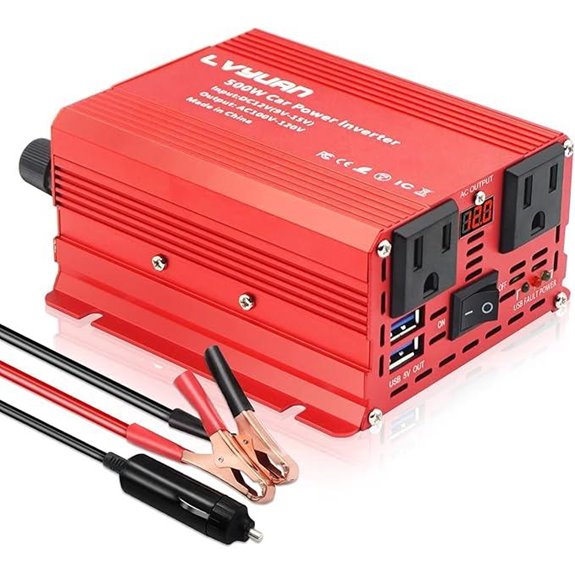LVYUAN 500W Car Power Inverter with Dual USB & Outlets