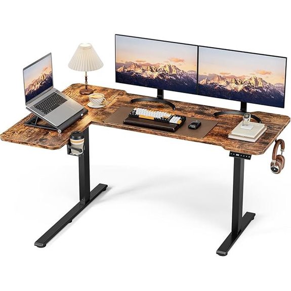 59-Inch Adjustable Electric L-Shaped Standing Desk