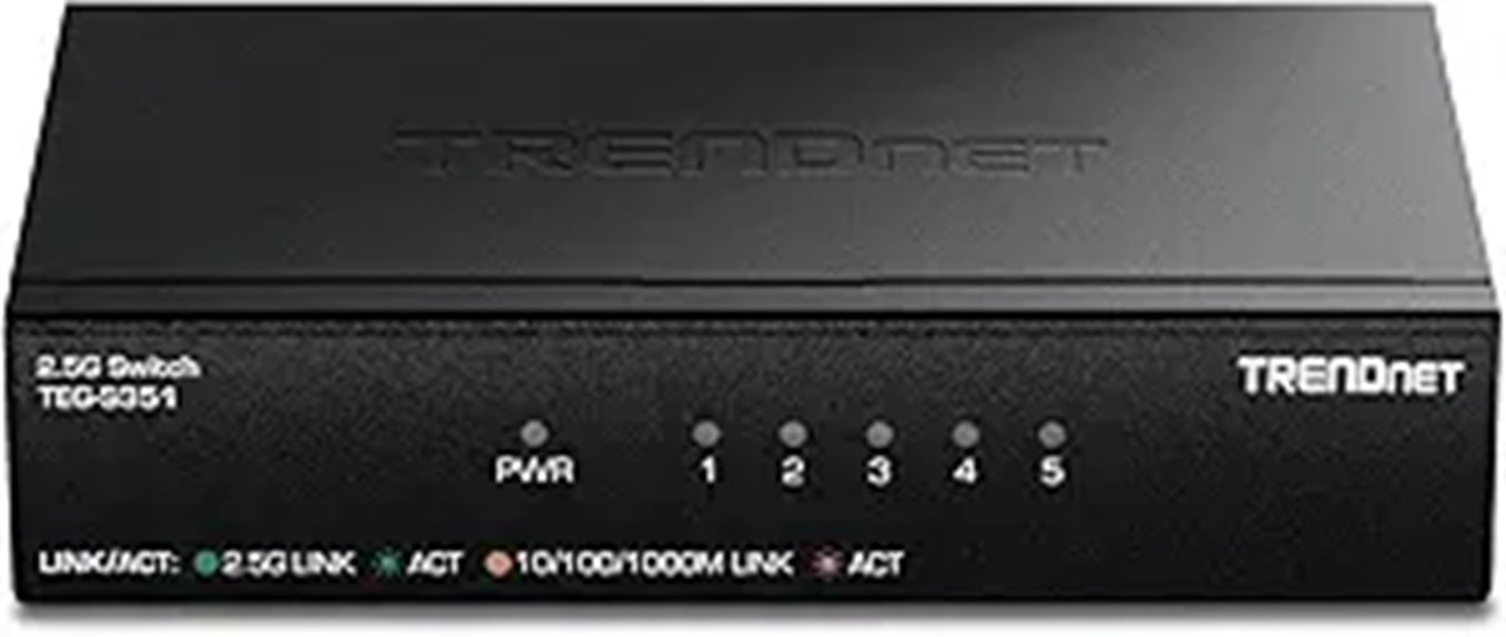 TRENDnet 5-Port 2.5Gb Switch for Network Devices