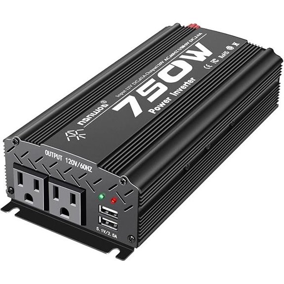 12V 750W Inverter with 2 AC Outlets & USB Ports