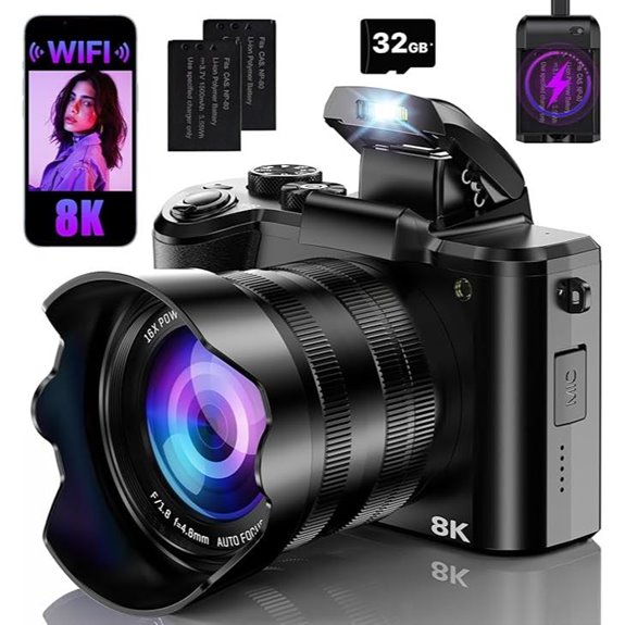 8K WiFi Vlogging Camera with Dual-Lens and Zoom