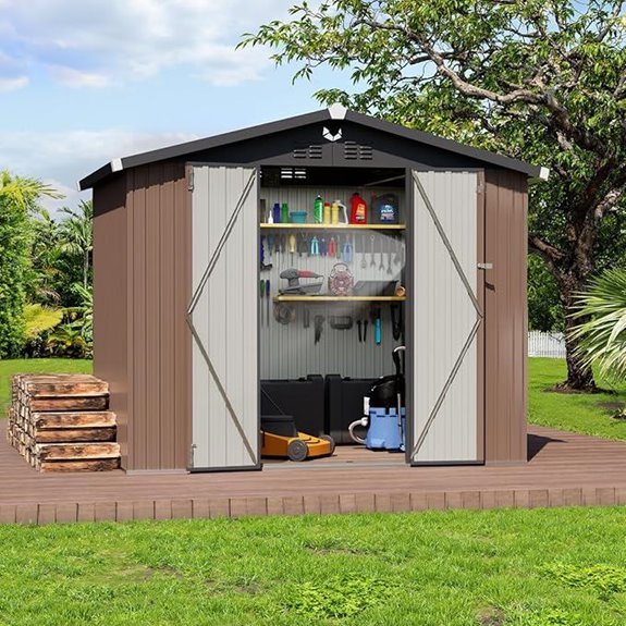 Outdoor Metal Storage Shed 8x6 with Lockable Door