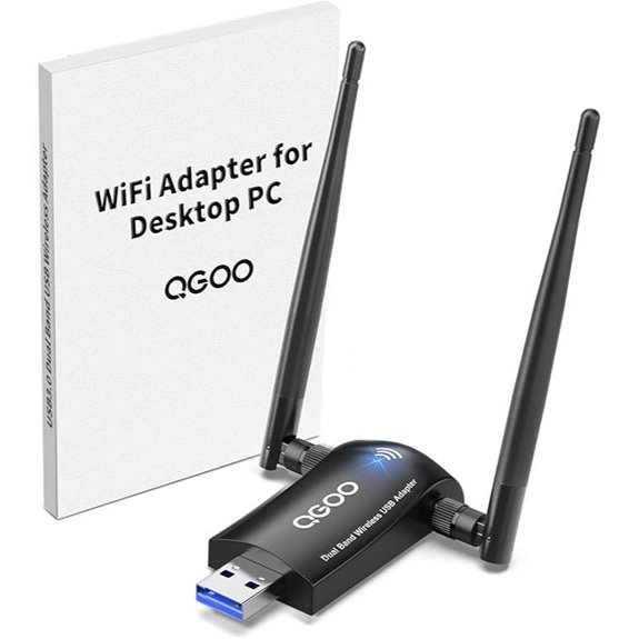 QGOO AC1300 WiFi Adapter with Dual Antennas