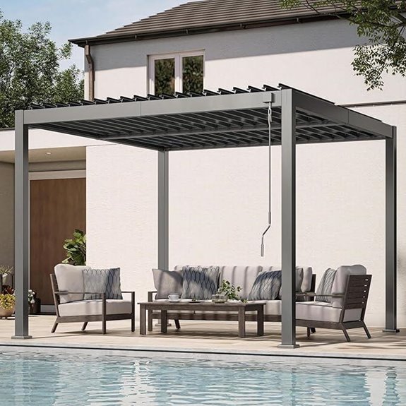 Louvered Aluminum Pergola 10x10 Adjustable Roof