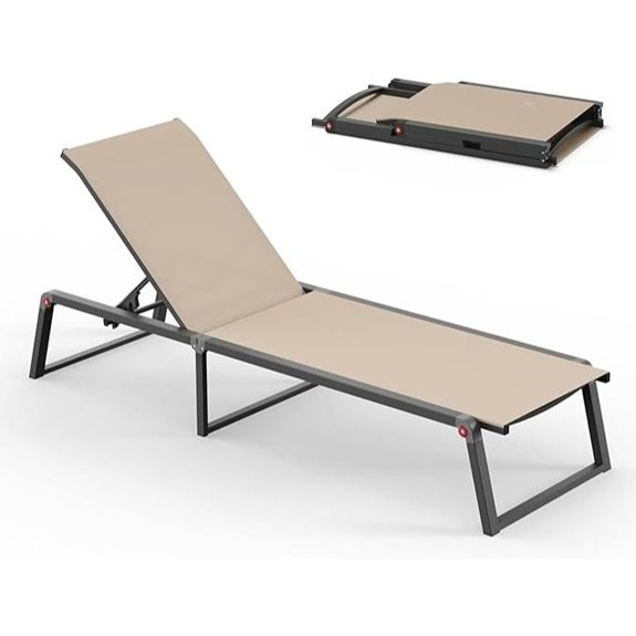 Aluminum Foldable Outdoor Sun Lounger with 5-Position Recline