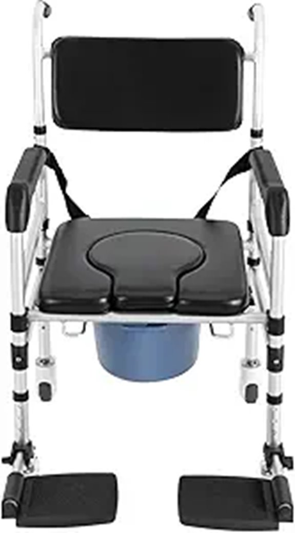 Rolling Shower Chair with Arms and Adjustable Height
