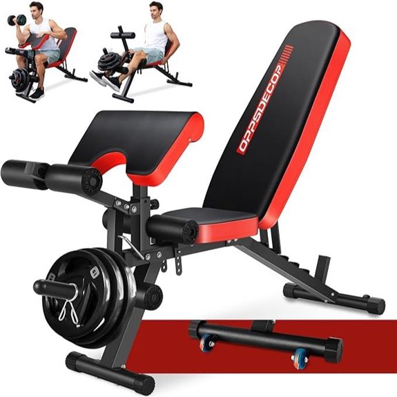 OPPSDECOR Adjustable Weight Bench with Leg Extensions