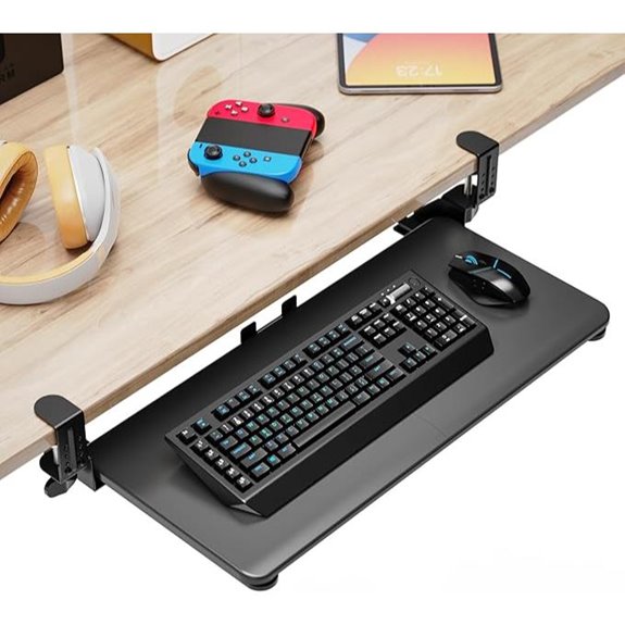 Sliding Keyboard Tray with Adjustable Clamp Black