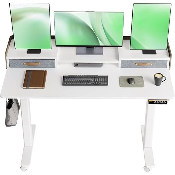 YDN Adjustable Standing Desk with Shelf 48x24 Inches