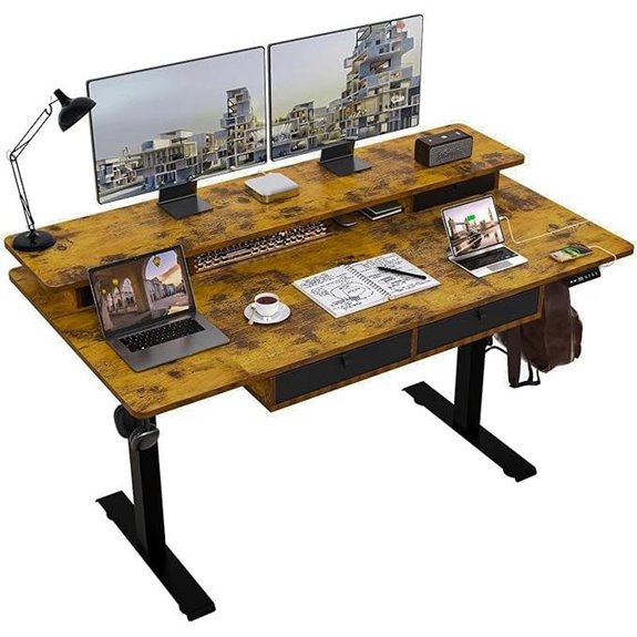 Electric Standing Desk with Drawers and Shelves