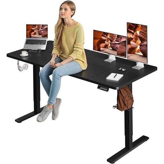 Adjustable Standing Desk with USB and Cable Management