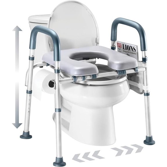 Adjustable Elderly Toilet Seat Riser with Handles