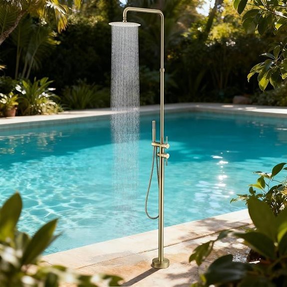 RBROHANT Outdoor Shower Stand-Alone Adjustable Gold