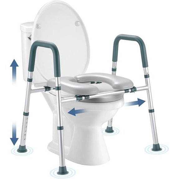 Raised Toilet Seat with Handles and Adjustable Height