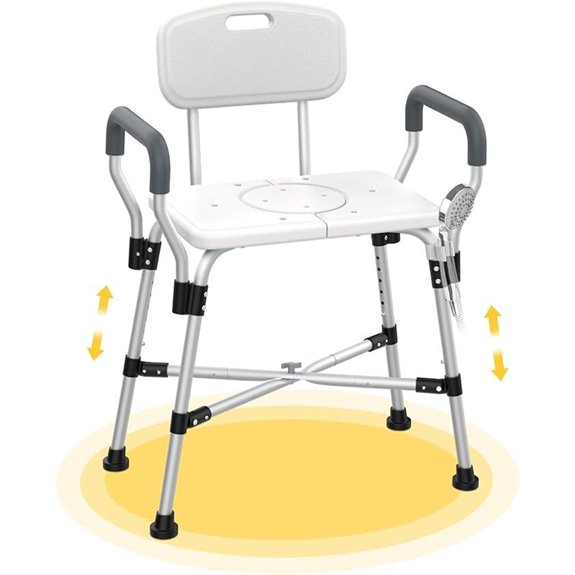 Heavy Duty Shower Chair with Arms and Height Adjustment