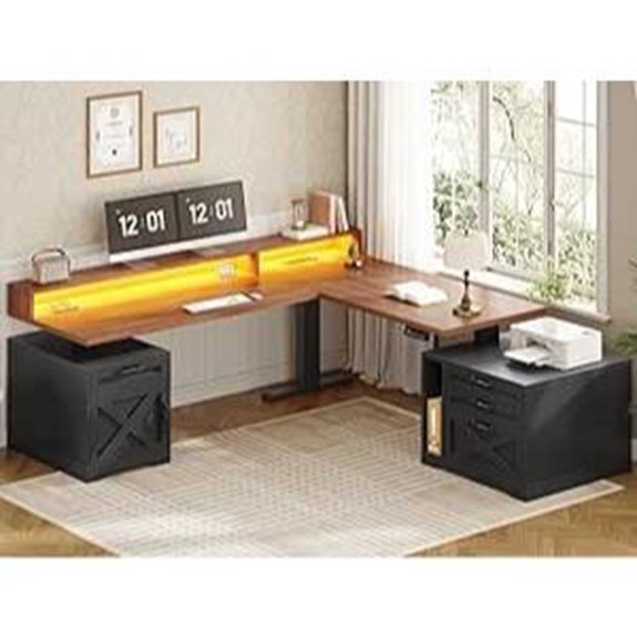 SEDETA Farmhouse L-Shaped Adjustable Standing Desk