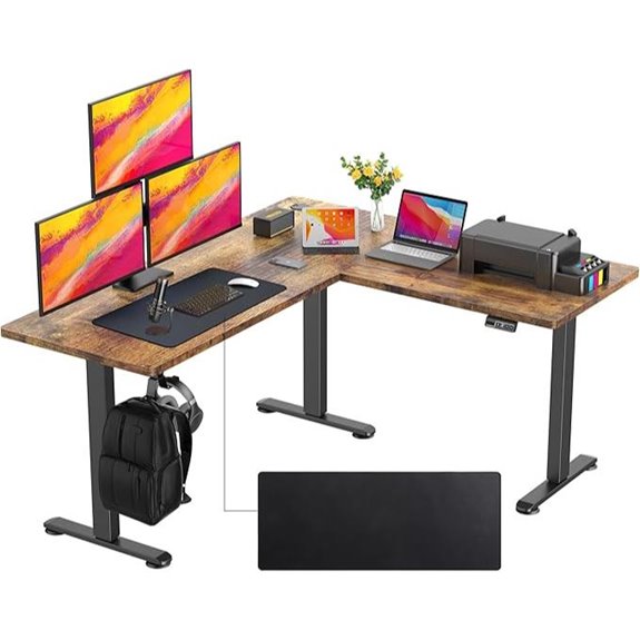 Farexon L-Shaped Adjustable Standing Desk with Mouse Pad