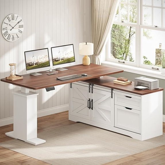 SEDETA Farmhouse L-Shaped Adjustable Standing Desk