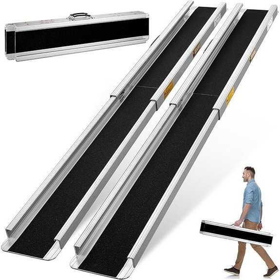 7FT Adjustable Wheelchair Ramp Set with Non-Skid Surface