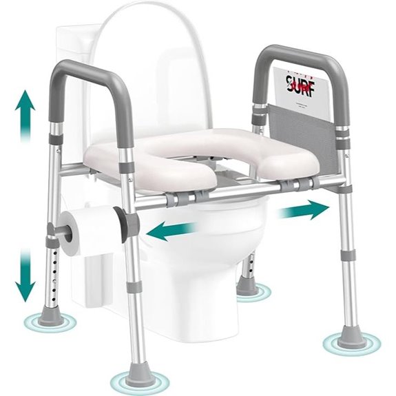 Adjustable Padded Toilet Seat Riser with Handles