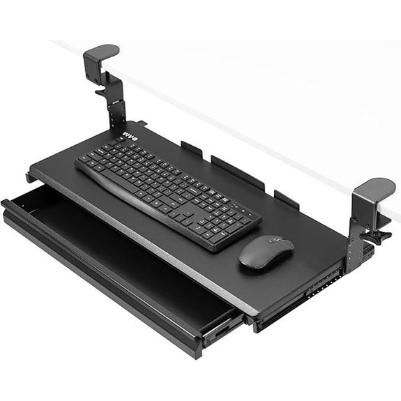 VIVO Adjustable Clamp-On Keyboard Tray with Storage
