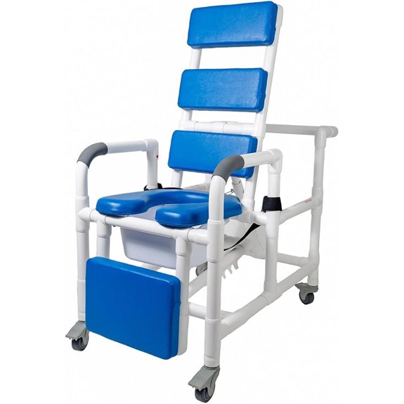 Reclining Shower Chair with Wheels and Padded Seat
