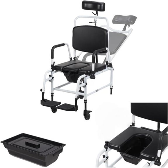 Reclining Shower Chair with Wheels and Headrest