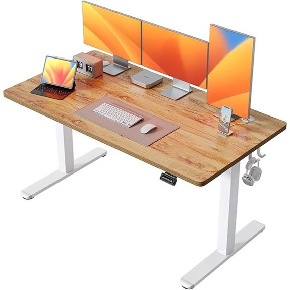 FEZIBO Adjustable Electric Standing Desk White/Light Rustic