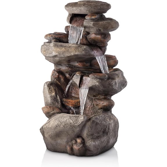 Alpine 40 4-Tier Rock Water Fountain with Lights