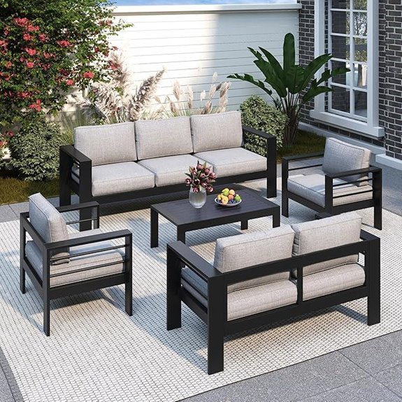 Solaste Aluminum Patio Set with Cushions and Armrests