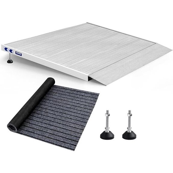 Aluminum Wheelchair Threshold Ramp with Non-Slip Mat