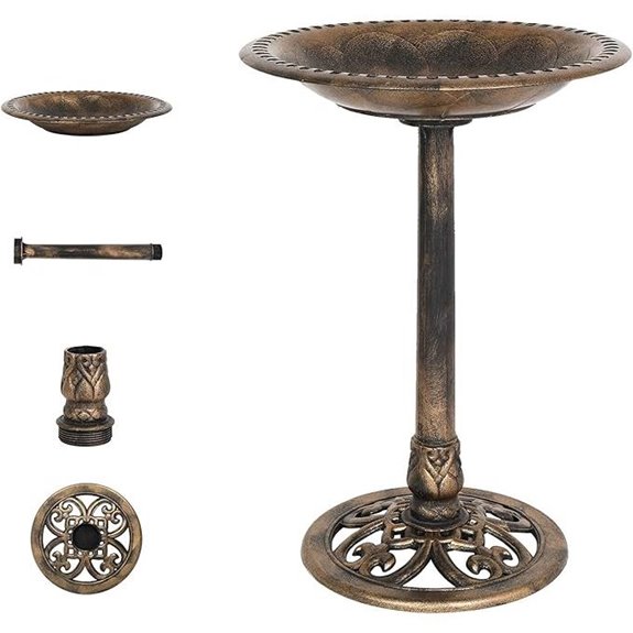 VINGLI 28-Inch Antique Copper Pedestal Bird Bath