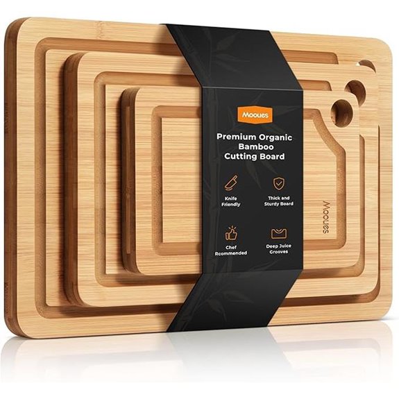 Bamboo Kitchen Cutting Board Set with Juice Groove