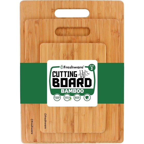 Bamboo Kitchen Cutting Boards Set of 3 with Handles