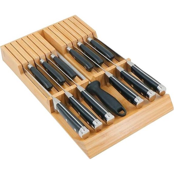 Utoplike Bamboo Drawer Knife Block Organizer (Knives Not Included)