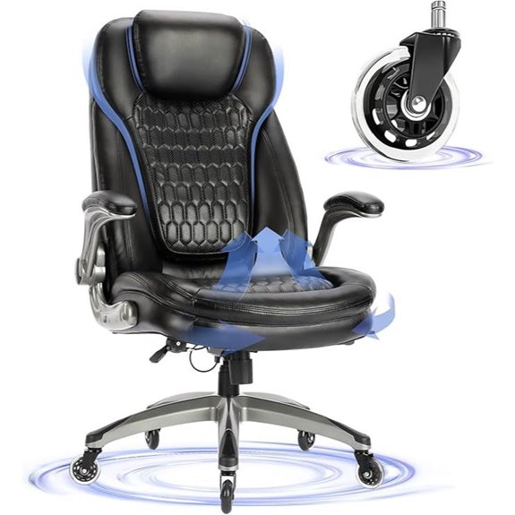Ergonomic Black Office Chair with Padded Flip-up Arms