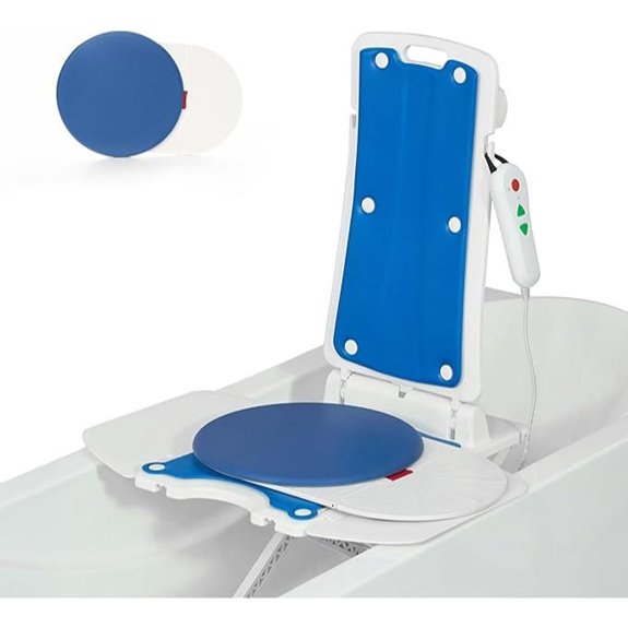 Electric Lift Shower Chair with Swivel Blue 300 lbs