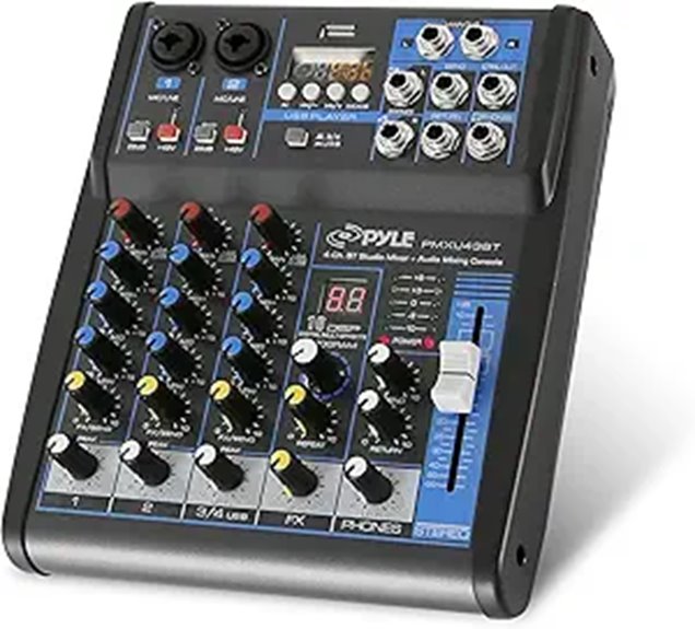 Pyle 4-Channel Bluetooth Audio Mixer with USB