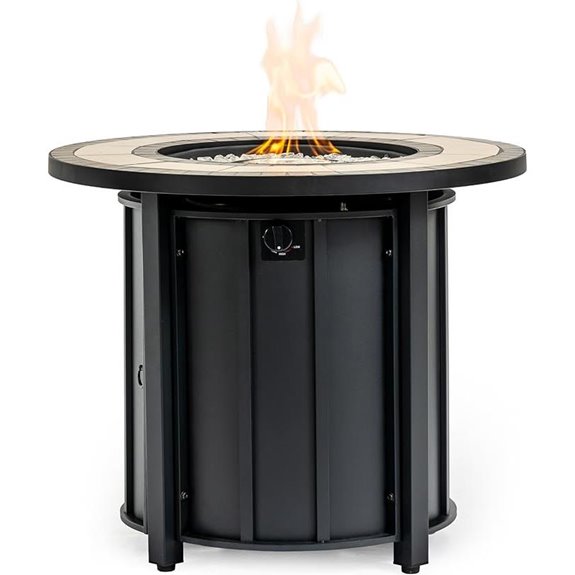 30-Inch Ceramic Gas Fire Pit Table with Lid