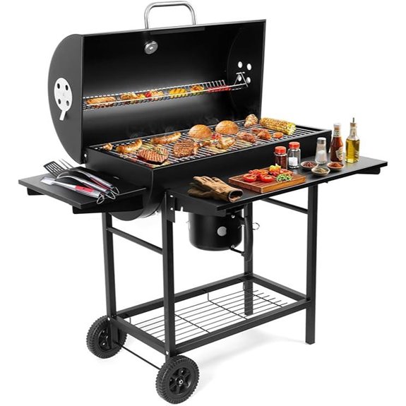 Charcoal Outdoor BBQ Grill with Side Table